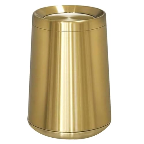 LEASYLIFE 10 L/3 Gallen,Gold Small Trash Can for Bathroom,Brushed Stainless Steel Garbage Can with Flipping Lid,for Bathroom,Living Room,Bedroom,Hotel,Conference Room(Gold) by LEASYLIFE - Used condition - US$50.76