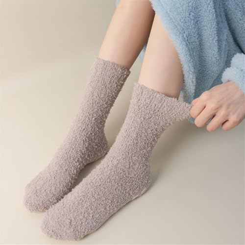 GIBZ 4 Pairs Fluffy Slipper Socks for Women, Non Slip Thick Plush Bed Socks, Warm and Soft Fleece Lined for Indoor2