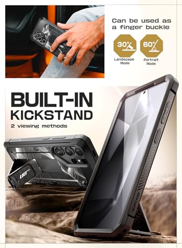 Image of SUPCASE UB Pro Case for Samsung Galaxy S24 Ultra, [2 Front Frame] [Military-Grade Protection] Heavy Duty Rugged Case with Built-in Screen Protector & Kickstand & Belt-Clip (BlackRipple)