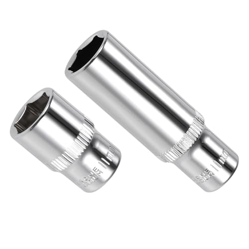 Image of 6-Point Socket, 1 /4 inch Drive 11mm Deep, Polished Chromed CR-V Metric Deep and Shallow Impact Socket - (Applications: for Ratchet Torque Electric Wrenches Car Repair), 2-Pieces