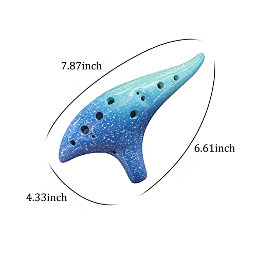 DHwebWLP 12 Hole Sweet Potato Ocarina Graceful Shape Pottery Ocarina Instrument in Alto C(Starry Blue)