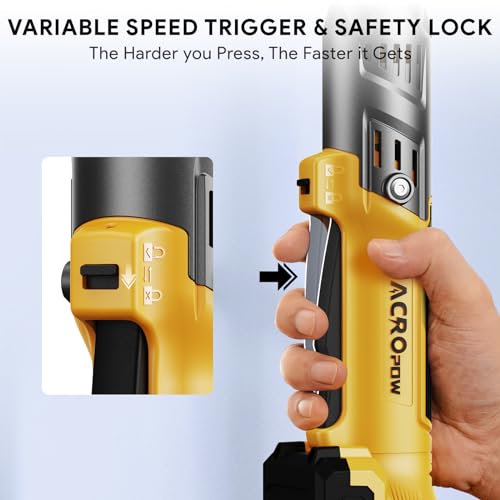 ACROPOW 3/8" Cordless Ratchet Wrench, Compatible with DEWALT 20V MAX Battery, 74Ft-Lbs Brushless Motor Electric Ratchet with Variable Speed, 1/2" & 1/4" Adapters, 3" Extension Bar (Tool Only) by ACROPOW - Image 7