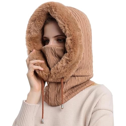 YIDOUJIN Pasamontañas Termico para Mujer, Gorro de Forro Cálido Invierno Capucha Polar Máscara de Esquí Balaclava Multifuncional para Esquiar Ciclismo al Aire Libre, Talla única
