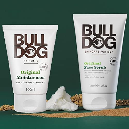 BULLDOG Skincare - Shave Collection, Gift Set for Men (x1 Original Bamboo Razor, x1 Moisturiser 100ml, x1 Face Scrub 125ml, x1 Shave Brush & Bowl)