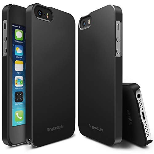Ringke Slim Compatible with iPhone SE Case Outfitted & Slender Tailored Cutouts Classy Superior Steadfast Compelling Lightweight Slim PC Hard Skin Cover for iPhone SE, 5, 5S – SF Black