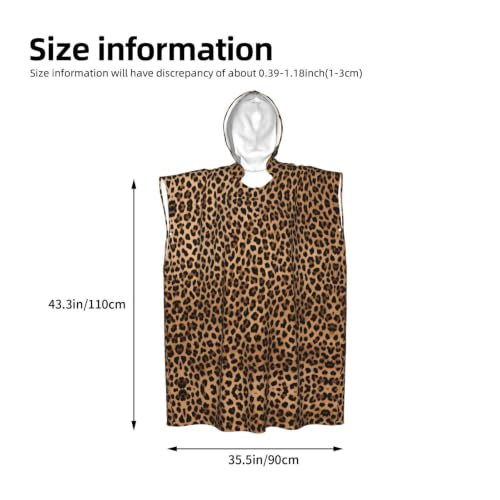 Poncho à capuche en microfibre imprimé léopard sauvage pour surf et bain