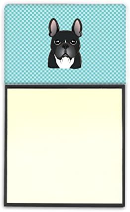 Caroline's Treasures BB1165SN Checkerboard Blue French Bulldog Refillable Sticky Note Holder or Postit Note Dispenser, 3.25 by 5.5", Multicolor image 2