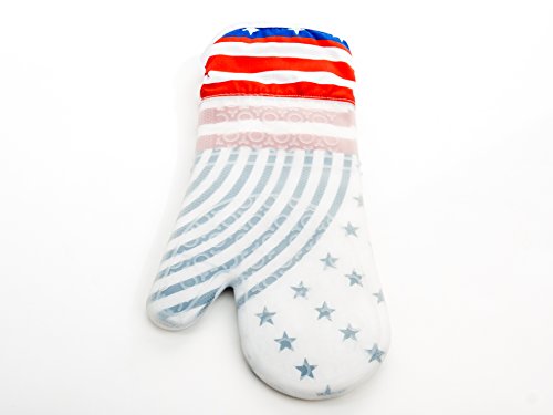 Imperial Home Oven Mitt To Grill, Bbq Gloves, Silicone, Heat Resistant, Firm Grip Pot Holder Or Cooking Glove, Grilling Tools, Kitchen, Baking And Barbecue Accessories, American Flag Design #TOP1