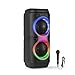 Fenton Track210 – Altavoz Bluetooth portátil 100W con micrófono con Cable, batería Recargable, Luces LED, USB, microSD, Altavoz portátil Compacto Karaoke Machine, Modo Stereo Pairing, Color Negro