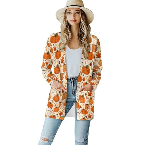 Image of Biyejit Women's Long Sleeve Open Front Cardigan Casual Loose Lightweight Cardigans with Pockets Drape Cardigan