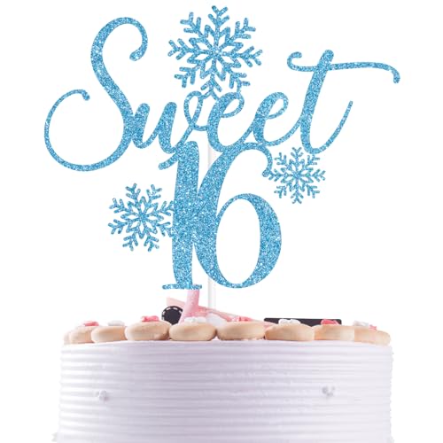 Baby Blue Glitter Snowflake Cake Topper