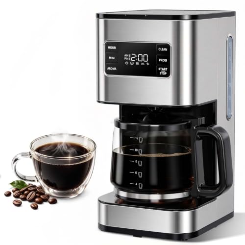 Image of 12 Cup Drip Coffee Maker Programmable, Regular & Strong, LED Display