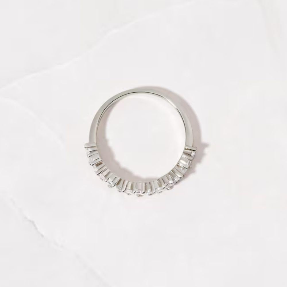 Phoenixjewel 3 Ct Multi Shape Diamond Delicate Cluster Half Eternity Wedding Band Ring For Women 14K Gold Plated 925 Sterling Silver Handmade Stackable Anniversary Band Gorgeous Gift For Her