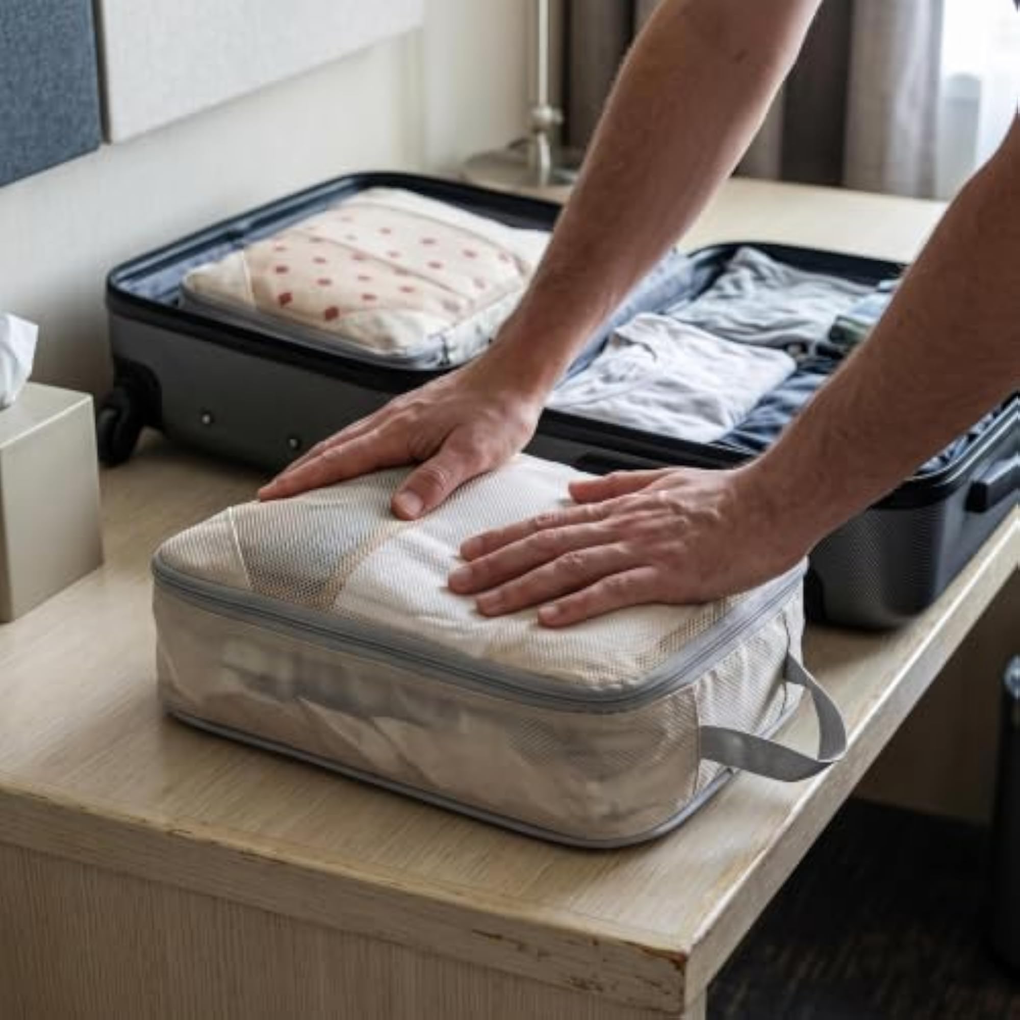 Travel Compression Packing Cubes Set with Shoe Bag