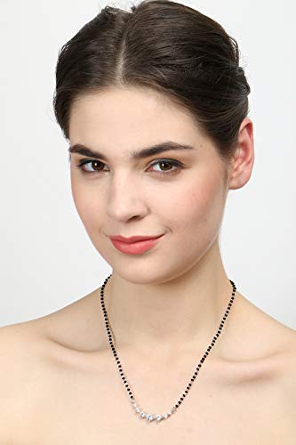 CLARA 925 Sterling Silver 7 Stone Mangalsutra Earring Chain Jewellery Set | Platinum Plated, Swiss Zirconia | Gift for Wife - Image 5