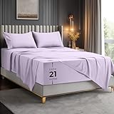 Utopia Bedding Queen Size Extra Deep Pocket Sheet Set – Fits Mattresses Up to 21 inches – Cooling, Soft & Breathable – Oeko-Tex 4 Piece Bed Sheets (Lavender)