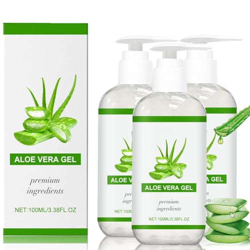 Aloe Vera Gel 100% Rein - Aloe Vera Gel Bio für Gesicht, Natürliche, Beruhigende und Pflegende Feuchtigkeitscreme After Sun, Vielseitige Anwendung, Sofortige Kühlung, für Gesicht, Haare und Körper (3)