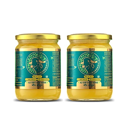 Organic Grass Fed A2 Ghee Clarified Butter From Girorganic - Unsalted Gir Cow Ghee Butter - Organic Ghee Oil - Pasture Raised, Lactose-Free - 16 Oz (Combo) #TOP17