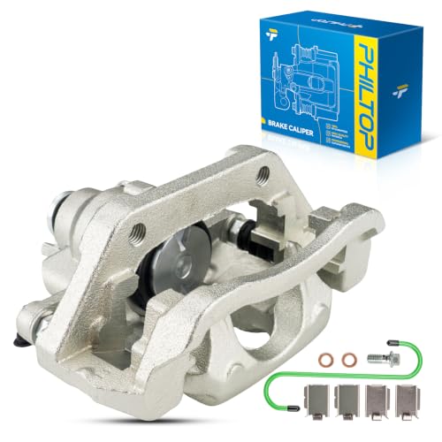 Image of PHILTOP Rear Left Brake Caliper for Ford Explorer Flex Taurus Lincoln MKT | Rear Left Caliper with bracket & hardware; zinc-plated; steel piston. Replaces: DG1Z2553C, AE9Z2553B, 18B5263
