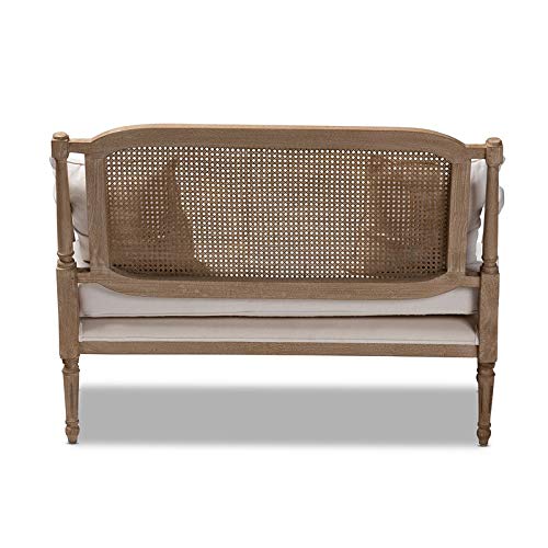 Baxton Studio Clemence Ivory Upholstered Whitewashed Wood Armchair #TOP5