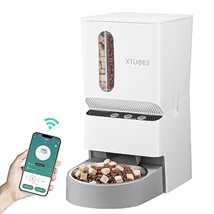 Automatic Cat Feeders,Double Hopper Automatic Cat Food Dispenser with Freshness Preservation,Timed Cat Feeders for Dry Food,Cat Feeder 2.4G Wi-Fi Enabled App Control Stainless Steel Bowl for Cats Dogs