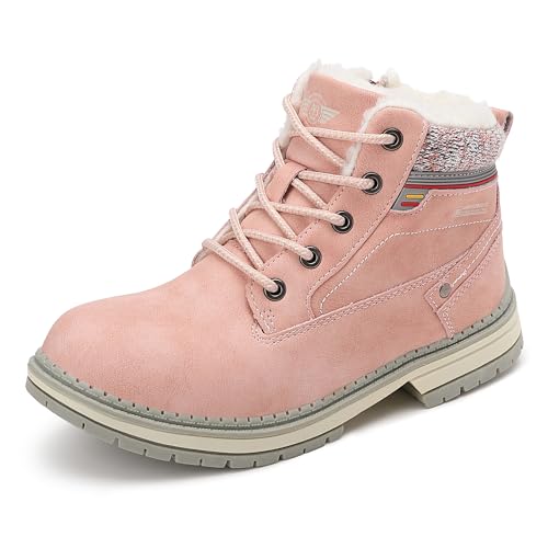 ARRIGO BELLO Botas Niño Invierno Cremallera Niña Forro Cálido Zapatos Cordones Mujer Size 31-39(C Rosado,numeric_33)