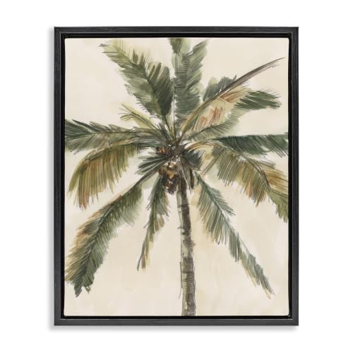 Palm Tree Beige Coastal, 25 x 31 Inch Canvas in Floater Frame