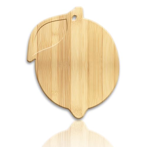 Tabla de cortar de madera de bambú en forma de limón miniatura 1