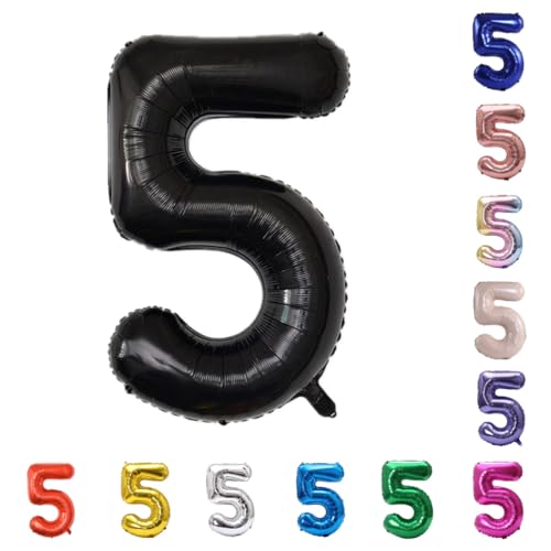Image of YPSelected 32 Inch Large Foil Helium Number Balloon Birthday Wedding Party 0-9 (Black, 5)