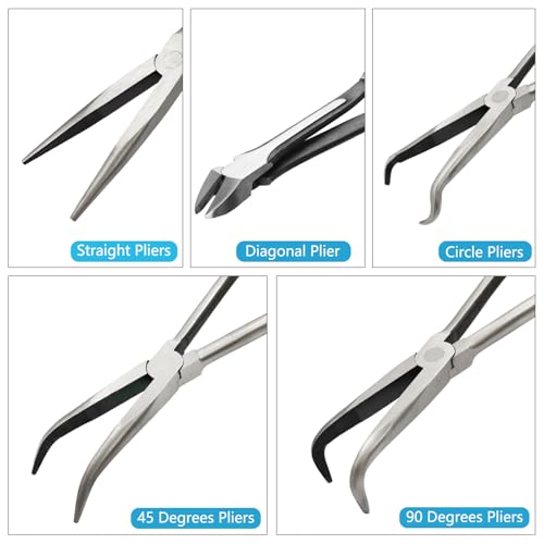 Image of 5-Piece 11 inch Extra Long Needle Nose Pliers Set, Premium CRV Steel