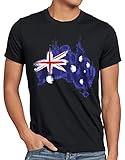 CottonCloud Flagge Australien Herren T-Shirt Fußball Sport Australia WM EM Fahne, Größe:XL, Farbe:Schwarz