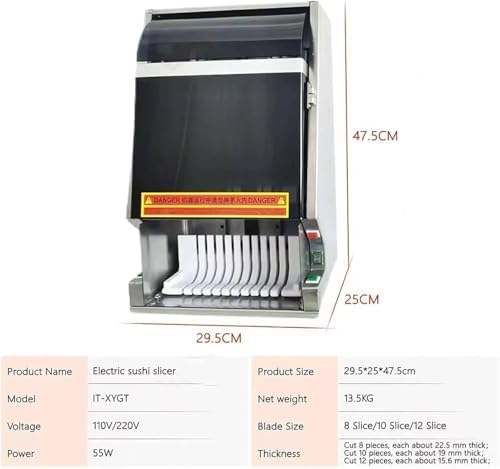 Automatic Sushi Roller Cutting Machine - 8/10/12 Piece Multifunctional Slicer with Sharp Blade for Effortless Sushi Making - Ideal for Restaurants, Kitchens, and Snack Bars