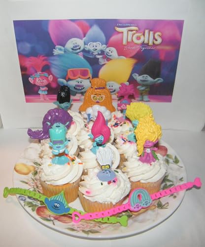 Partyfun 793869254591 Trolls Band Together Movie Quality Cake Toppers Cupcake Decorations 12 Set cover
