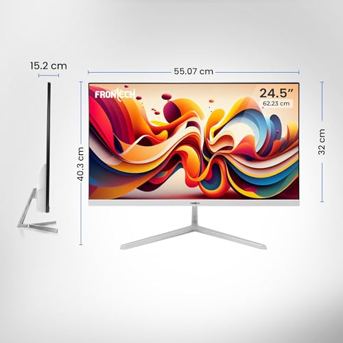Image of FRONTECH Ultima Series 24.5 Inch LED Monitor| Refresh Rate 100Hz, IPS Panel | Full HD 1080p, Bezel Less Design | HDMI & VGA Ports (MON-0087, White)