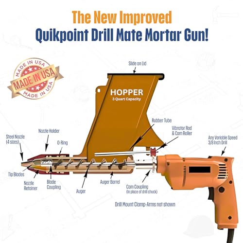 Quickpoint Mortar Gun Grout Applicator, Professional Drill-Powered Drill Mate Tool for Pointing, Tuckpointing, Brick & Stone - Quikpoint Drill-Mounted Mortar & Grout Gun for Masonry Applications by Piping Hot Art Works - Image 6