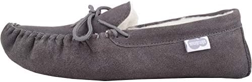 Snugrugs Men's Suede Sheepskin Moccasin Slippers With Soft Sole (11, Grey) | Image 4