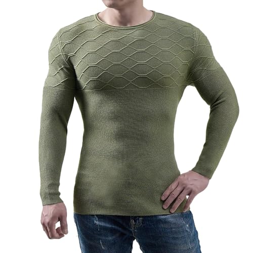 Men's Crew Neck Pullover Sweater Casual Soft Knit Sweater for Fall and Winter Comfortable Long Sleeve Top
