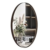 ANDY STAR Brushed Bronze Oval Mirrors for Bathroom, 24x36 Inch Bronze Stainless Steel Metal Framed Oval Wall Mirror, Modern Vanity Mirror Wall Mount Horizontal or Vertical