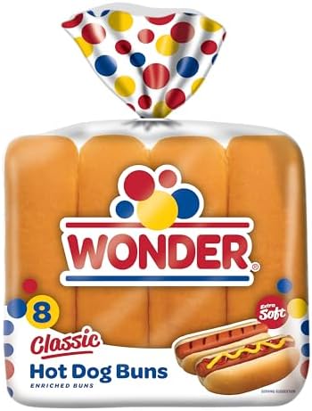 Wonder Bread Classic Hot Dog Buns, White Bread Hot Dog Buns, 8 Count