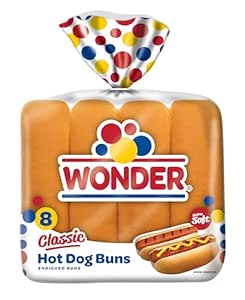 Wonder Bread Classic Hot Dog Buns, White Bread Hot Dog Buns, 8 Count