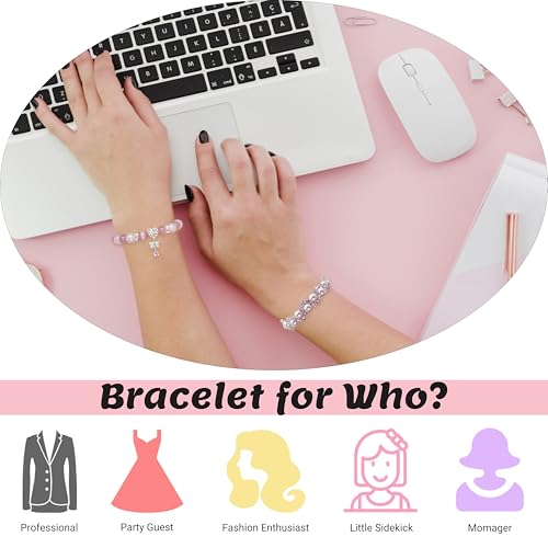 Abhtpty 2PCS Bracelet for Women, Handmade Beaded Bracelet Cubic Zirconia Stretch Adjustable Heart Slider Bracelet Elegant Jewelry Gift Summer Birthday Gift — view 4