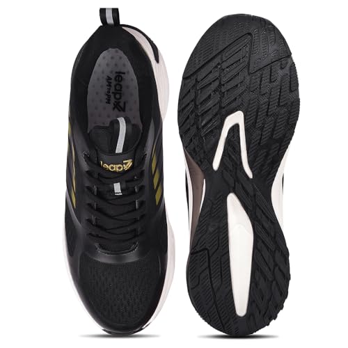 Image of Liberty Leap7x RUNNY-1E Lacing Sports Running Shoes for Men - White & Black | Comfortable and Durable Lace-Up Closure - Suitable for Lacing Walking, Gym, Jogging Shoes for Gents - Cushioned Footbed