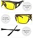 LVIOE Oversized Night-Vision Glasses, Wrap Around Style, Fit Over Regular Prescription Glasses with Flip Up Polarized Lens (Black Half Frame/Flip Up Yellow Lens)