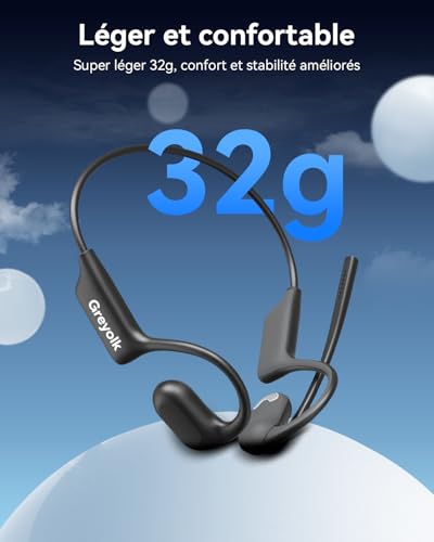 Casque Bluetooth à oreilles ouvertes sans fil avec micro reduction de bruit AI