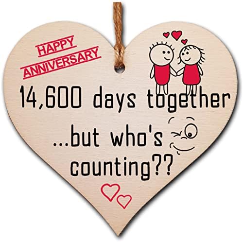 Handmade Wooden Hanging Heart Plaque Gift to Celebrate 4th Wedding Anniversary Husband Wife Someone Special Keepsake