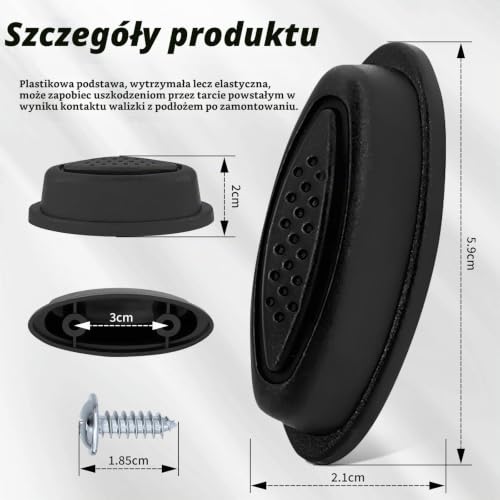 Luggage Feet 4 wymienne nóżki z tworzywa sztucznego, czarne, z 8 gwoździami, akcesoria do bagażu, do naprawy i renowacji walizki podróżnej, praktyczne (4 + 8)