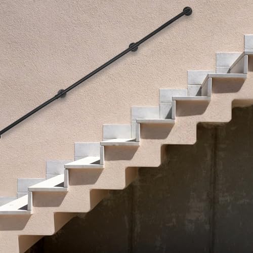 Main courante d'escalier antidérapante de 3,7 m en fer noir pour sécuriser les seniors