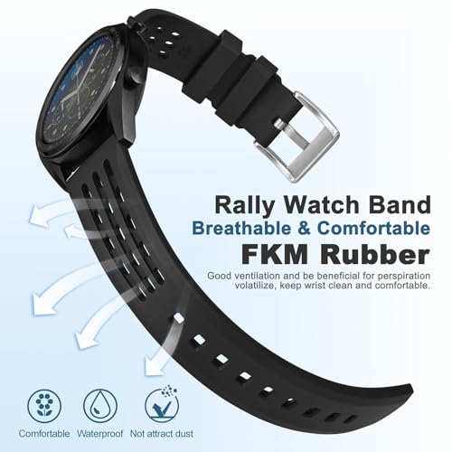WOCCI Rally FKM gumowy pasek do zegarka (nie silikon), sportowe paski dla mężczyzn, szybkie zapięcie, szerokość paska 18 mm, 19 mm, 20 mm, 21 mm, 22 mm, 24 mm, 20mm, Kauczuk