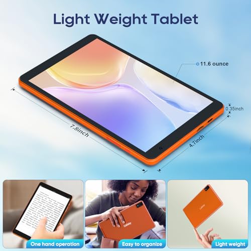 Callsky-Tab Android Tablet 8 Inch, 12(4+8) GB RAM, 64GB ROM(2TB Expandable), Octa-Core, Wi-Fi 6 & Bluetooth 5.4, Dual Speakers, Metal Body, 6 FT Charging Cable, Reinforced Type-C Port, Orange - Image 4