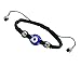 Black Nylon Cord Evil Eye Good Luck Bracelet Glass Colors Adjustable Size Handmade (Blue)